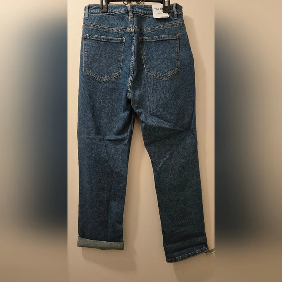 Dark Washed Mom Jeans With Rolled Up Denim - Picture 10 of 13